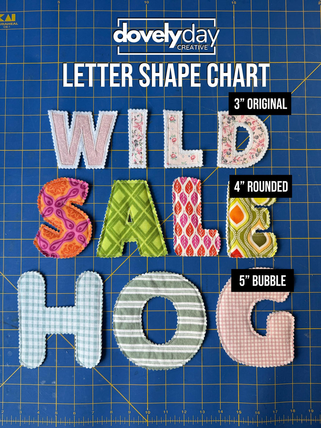 Alphabet Fabric Letters, Bubble font Numbers, Pattern (4-6" Templates, PDF, Video) Fabric Letter Name Banner, PDF digital download