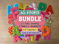 Four Font letter Bundle Fabric Letters, Numbers, Symbols Pattern