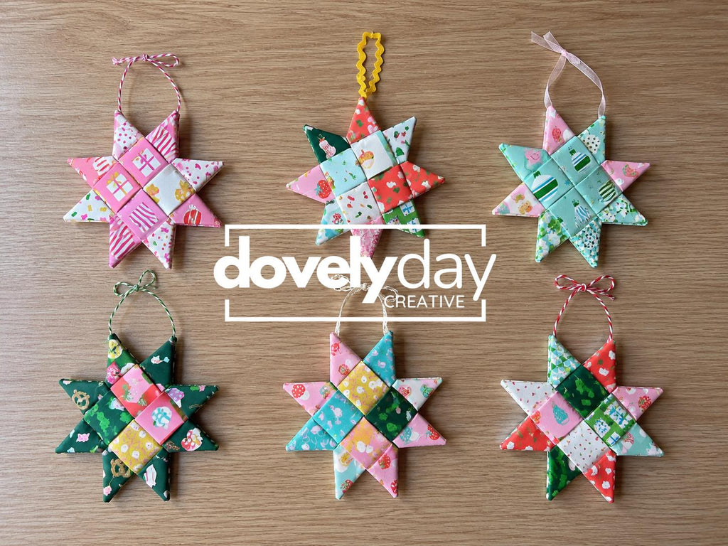 Fabric Star ornament, Scandinavian Star PDF template. Five sizes DIY. Video, templates, and pdf guide included! Christmas tree ornament