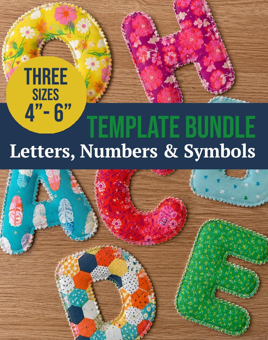 Bubble Fabric Letters, Numbers, Symbols Pattern (4-6" Templates, PDF, Video)