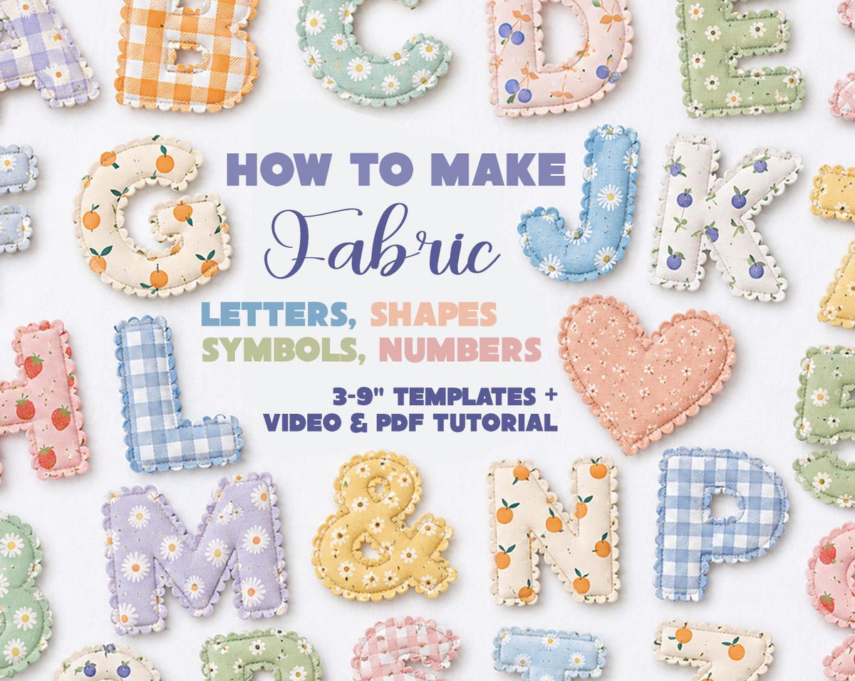 Fabric Letters Numbers Symbols Pattern Templates (3-9") (PDF Download)