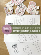 Fabric Scalloped Letters Pattern, White Border Alphabet, Numbers, Symbols (3-9" Templates), letter stencil, fabric name banner