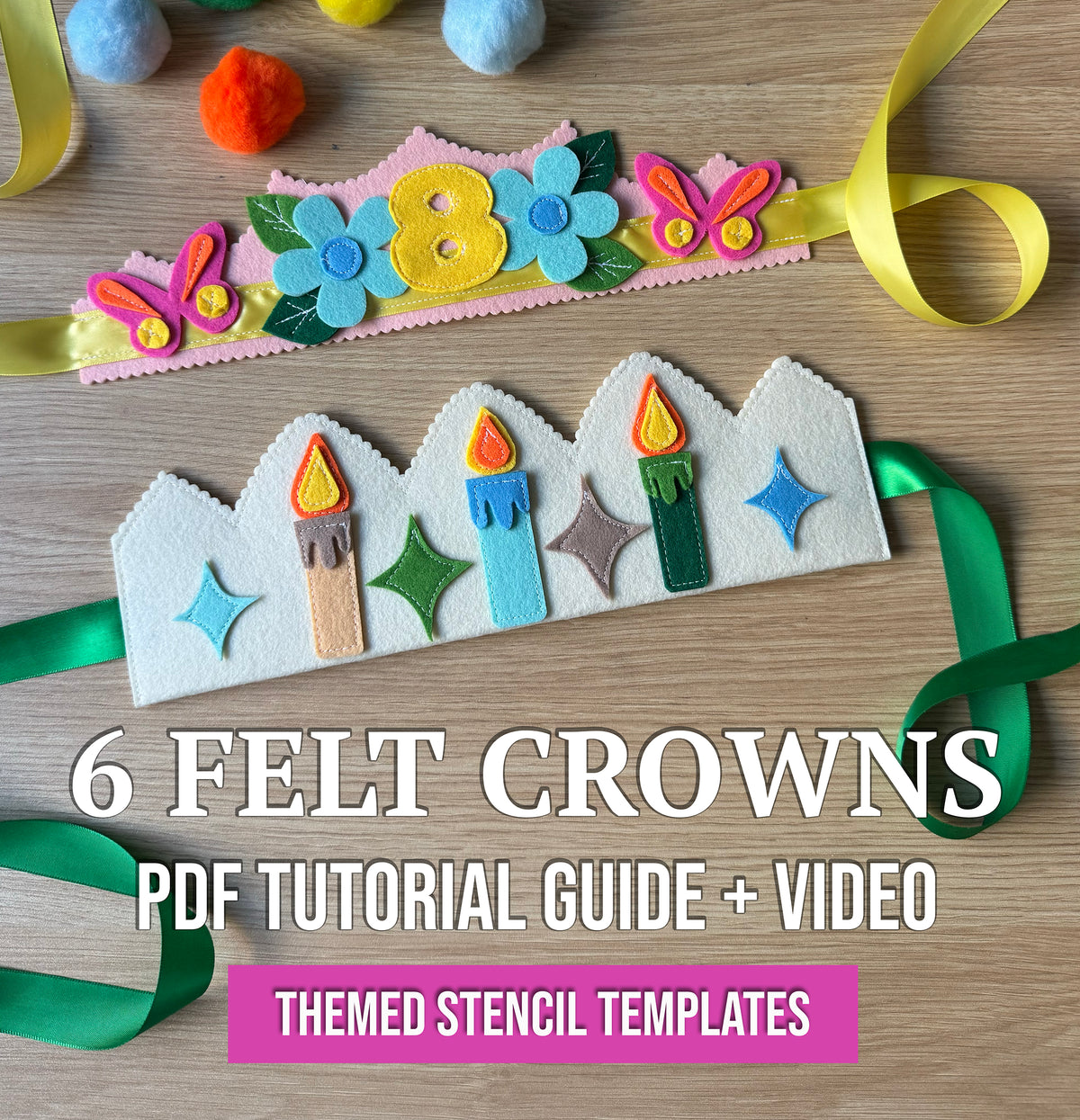 Felt Crown Sewing Pattern, Heirloom Birthday Crown PDF, DIY Felt Crown, kids birthday crown, birthday tradition, birthday crown stencil