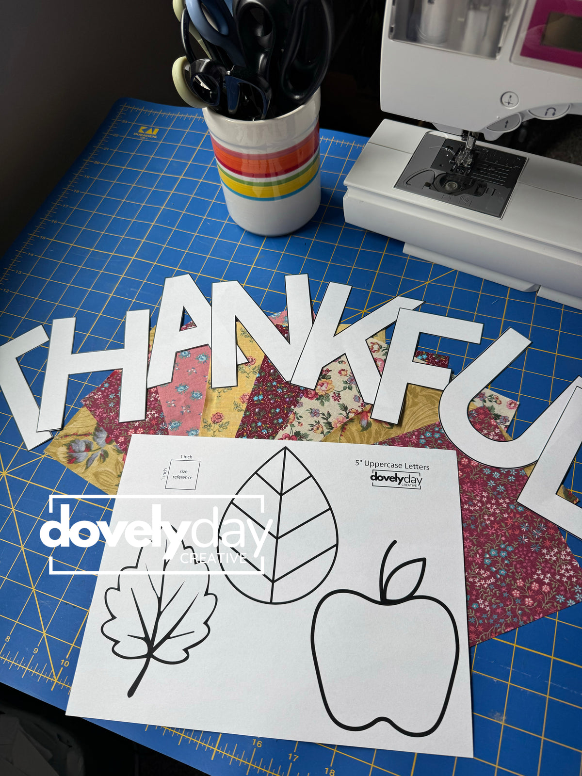 Fall Thanksgiving Fabric Garland Pattern, Holiday Letter & Shape Templates, Sewing PDF, Holiday decor, mantle decoration, Leaf decorating