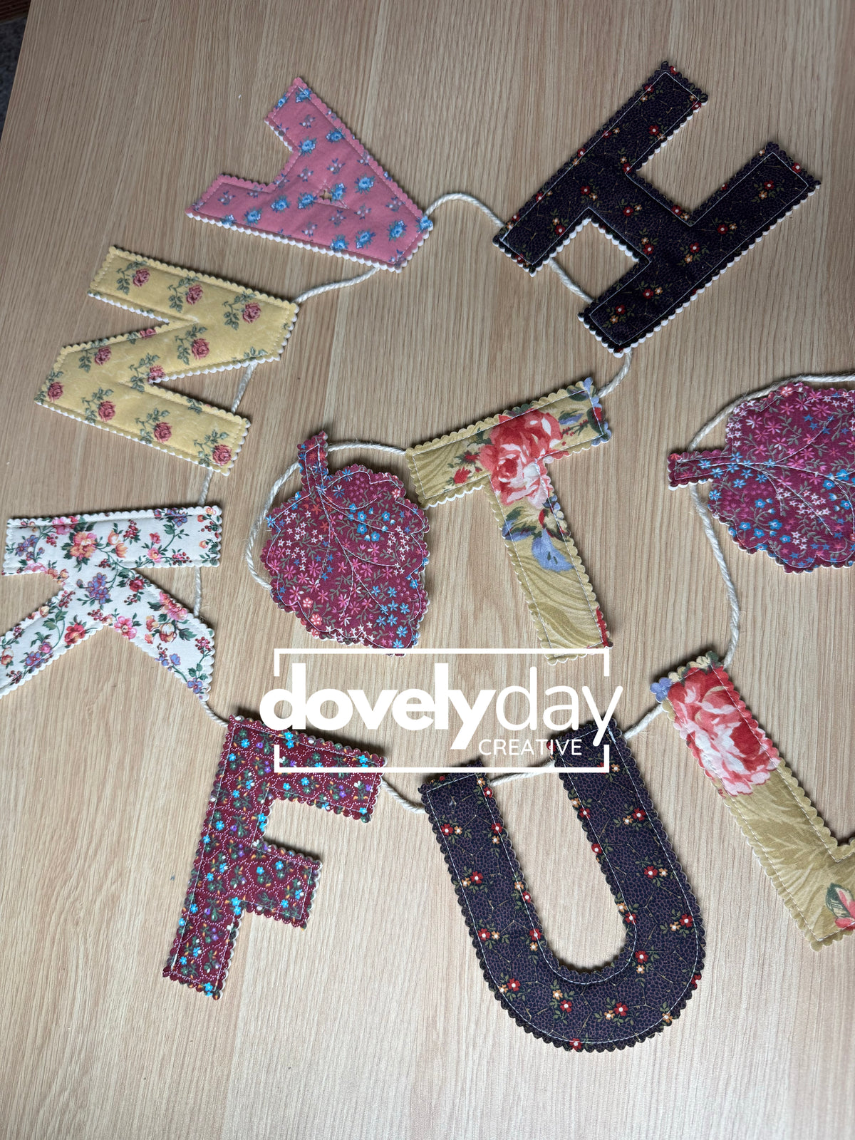 Fall Thanksgiving Fabric Garland Pattern, Holiday Letter & Shape Templates, Sewing PDF, Holiday decor, mantle decoration, Leaf decorating