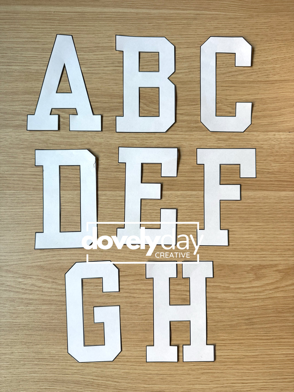 Varsity Font Felt Scalloped Edge Letters Pattern, White Border Alphabet, Numbers, Symbols (4-6" Templates)