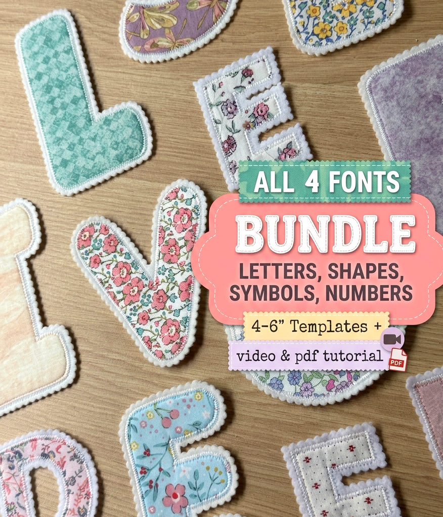 Fabric Letters, Numbers, Symbols Pattern, PDF digital download, fabric name banner, nursery banner, kids name sign, fabric alphabet banner