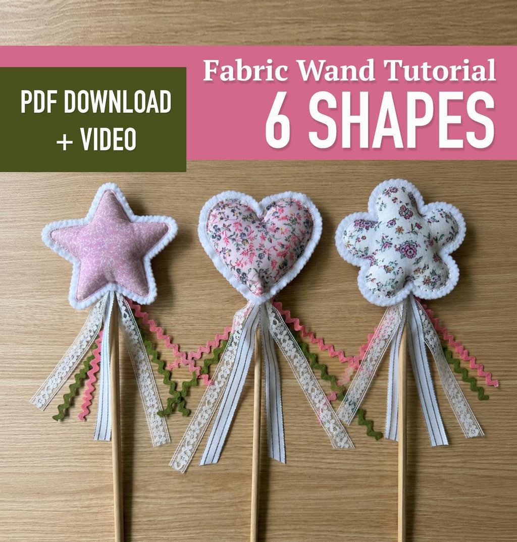 Fabric Wand Sewing Pattern, star wand pattern, fairy wand – Shapes Dress-Up Accessory – Beginner Friendly PDF Download