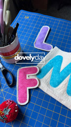 Fabric Scalloped Letters Pattern, White Border Alphabet, Numbers, Symbols (3-9" Templates), letter stencil, fabric name banner