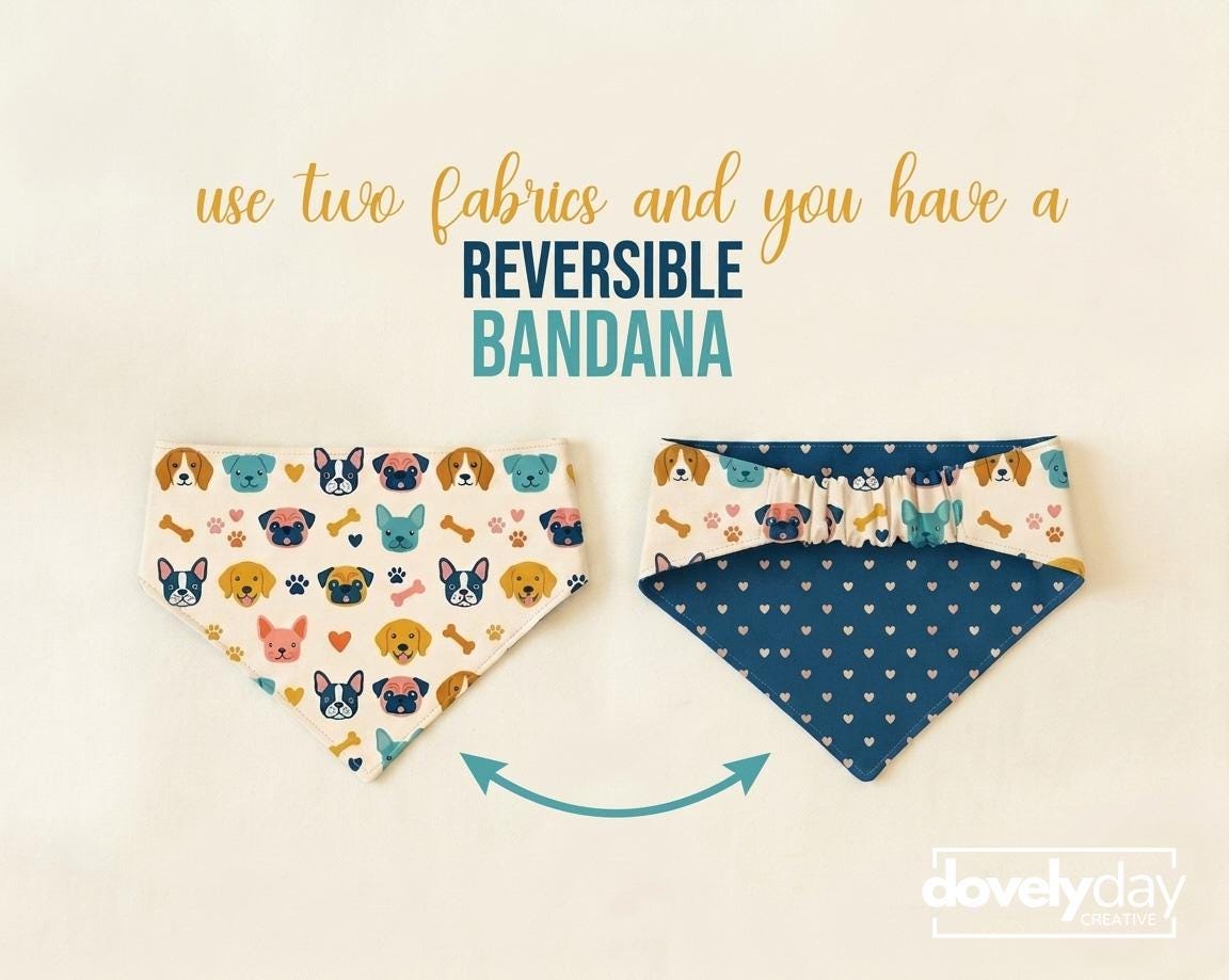 Reversible Bandana for Dog Pet accessory Sewing Pattern scarf for animal lovers easy craft pet bandana scrunchie scarf bandana for pet