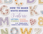 Fabric Scalloped Letters Pattern, White Border Alphabet, Numbers, Symbols (3-9" Templates), letter stencil, fabric name banner