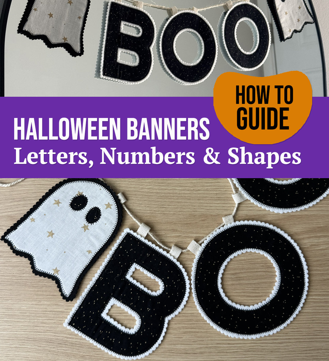 Halloween Fabric Garland Pattern, Holiday Letter & Shape Templates, Sewing PDF, Holiday decor, mantle decoration, Halloween shape decorating