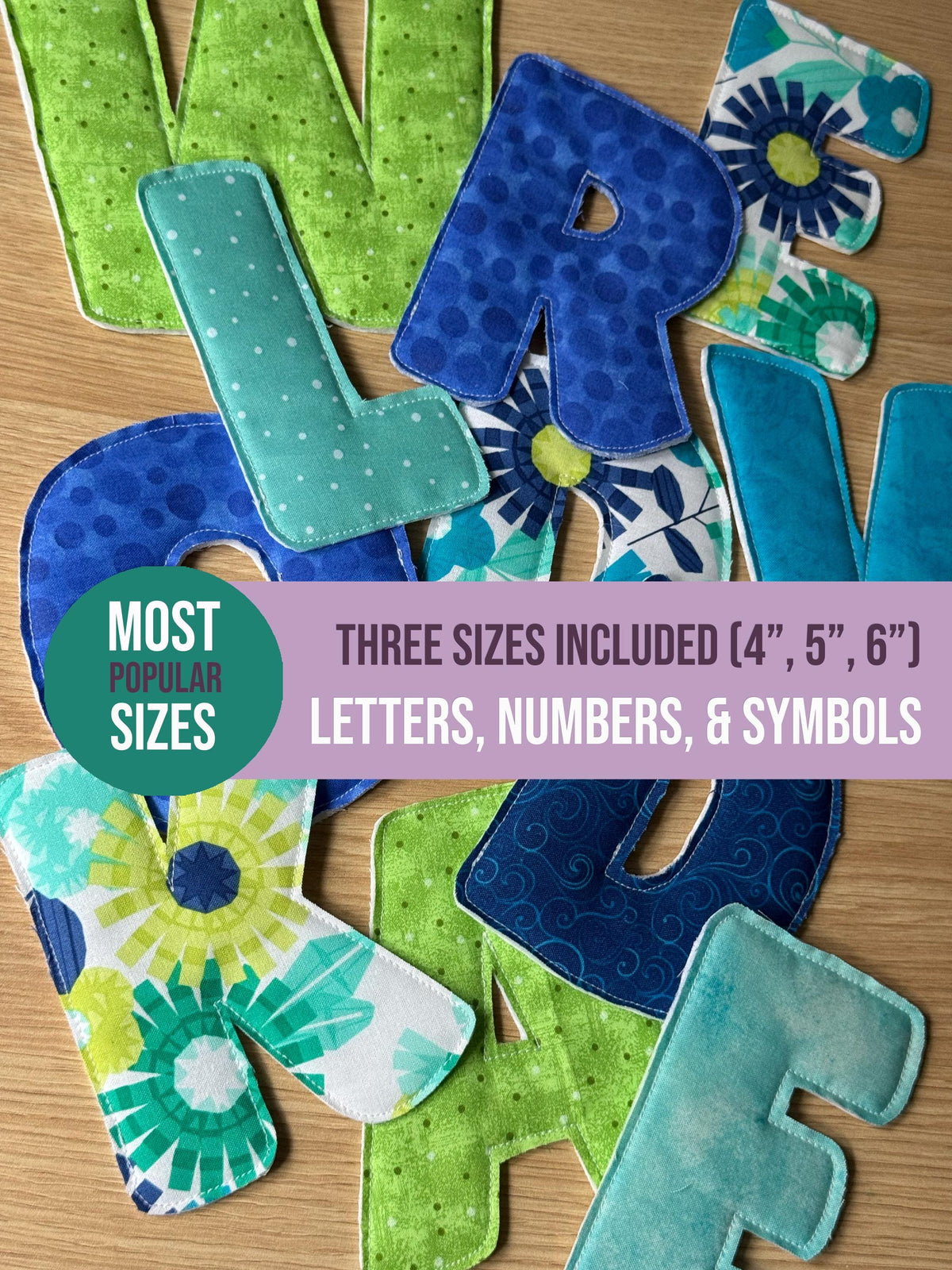 Rounded Fabric Letters, alphabet sewing pattern, Numbers, Symbols Pattern (4-6" Templates, PDF, Video), Fabric Letter Name Banner, Download