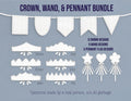 Fabric Crown Wand Bunting Sewing Patterns | birthday party for girl Dress Up Costume Templates, Toddler royal party hat, birthday crown