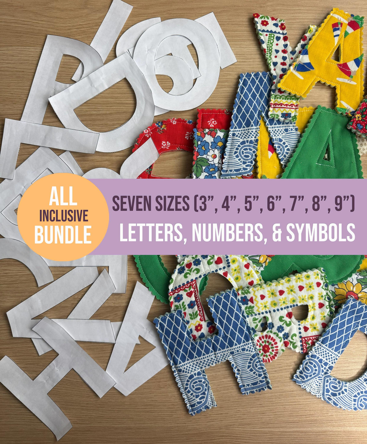 Fabric Letters Numbers Symbols Pattern Templates (3-9") (PDF Download)