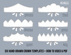Fabric Crown Pattern, Make a Reversible Fabric Crown, 6 Templates PDF, Dress Up Costume Templates, Toddler royal party hat, birthday crown