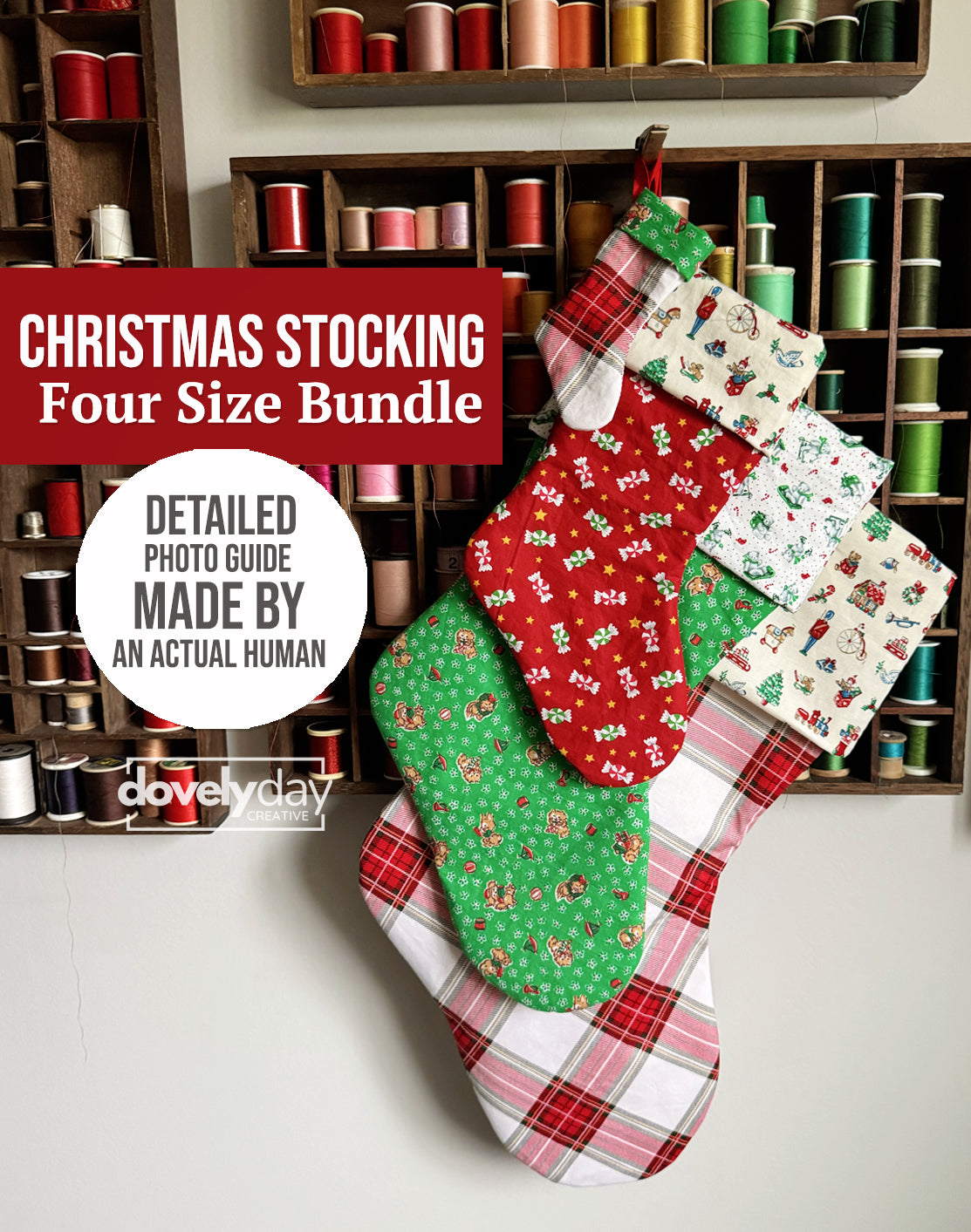 Christmas Stocking Sewing Pattern, Pattern for Christmas four sizes, Christmas stocking pattern, Stocking Pattern Bundle, gift card stocking