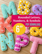 6" Bubble Font Fabric Letters & Numbers Template Stencil – Alphabet Garland Pattern (PDF Download)