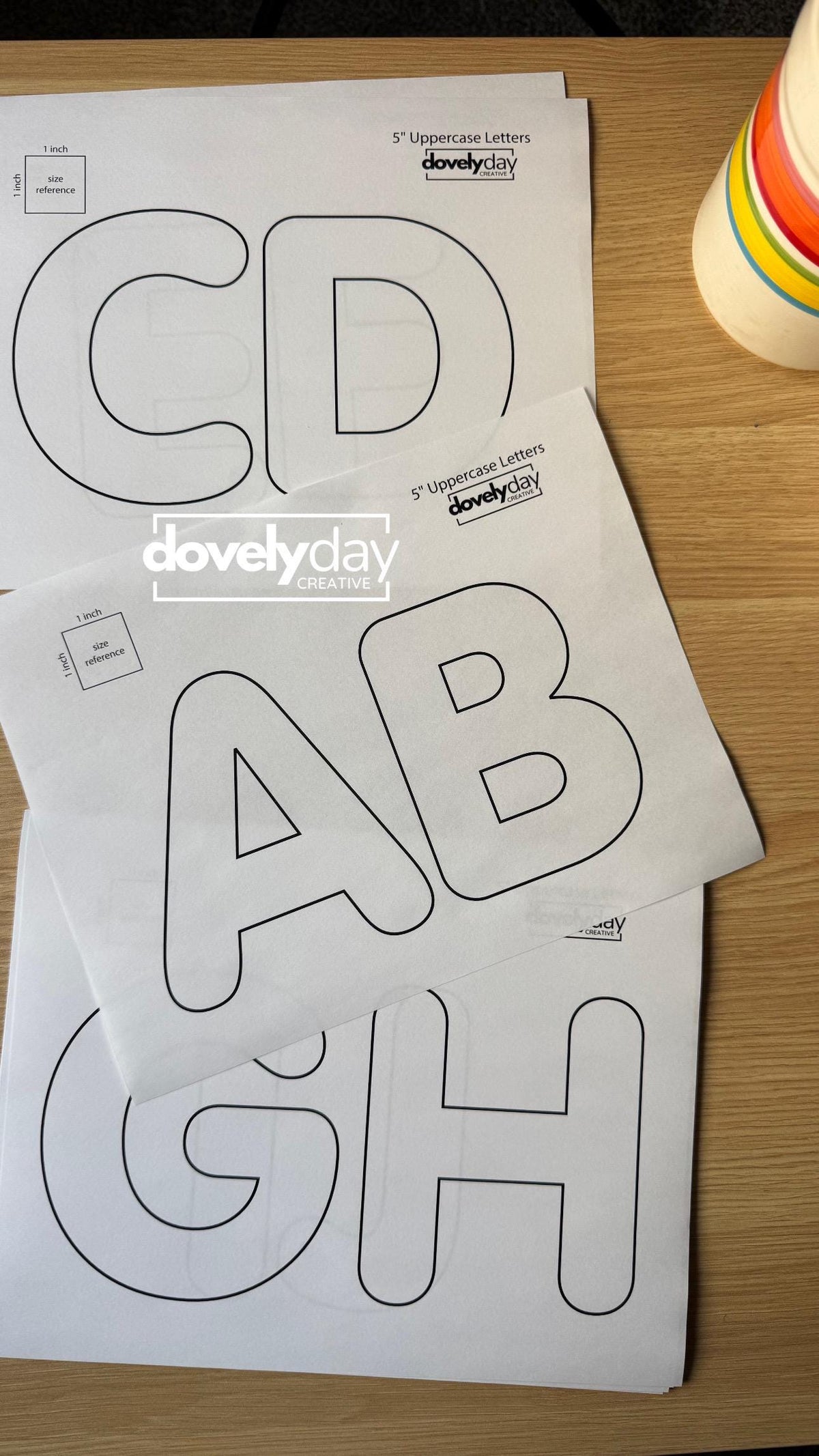 6" Bubble Font Fabric Letters & Numbers Template Stencil – Alphabet Garland Pattern (PDF Download)