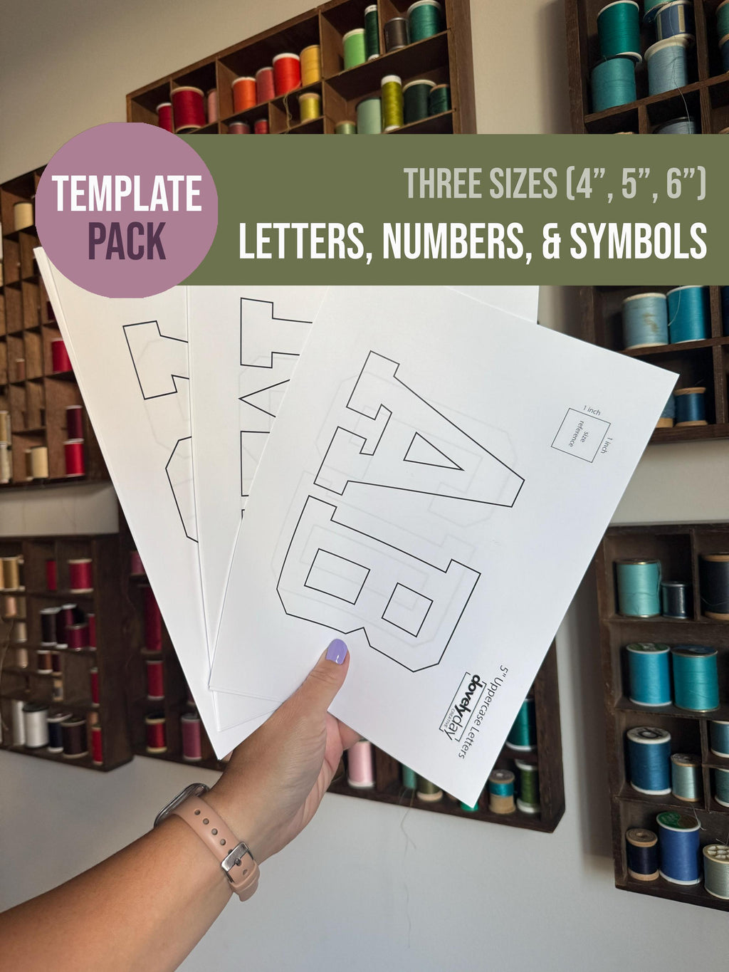 Varsity Font Felt Scalloped Edge Letters Pattern, White Border Alphabet, Numbers, Symbols (4-6" Templates)