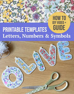 Fabric Letters, Numbers, Symbols Pattern, PDF digital download, fabric name banner, nursery banner, kids name sign, fabric alphabet banner