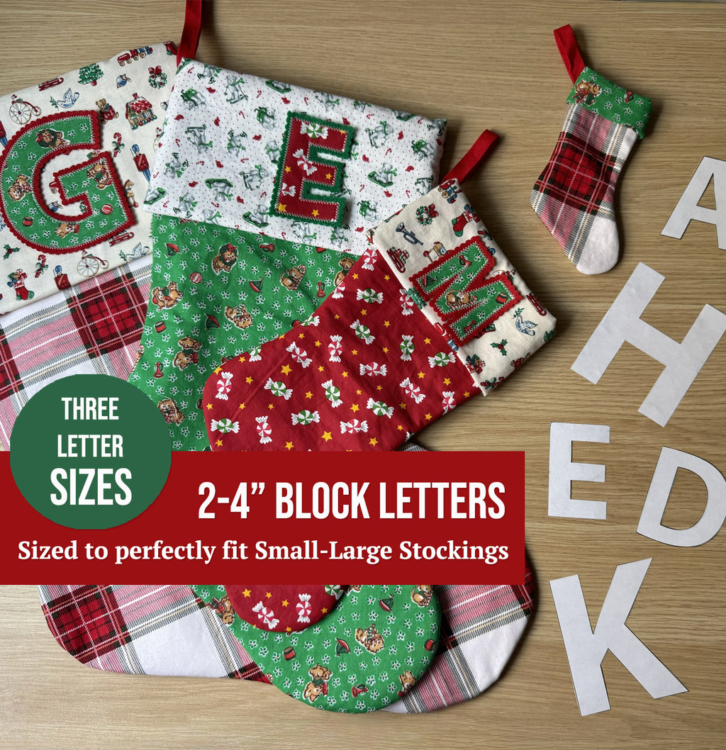 Christmas Stocking Sewing Pattern & Letter Bundle, Pattern for Christmas Letters, Christmas stocking pattern, Stocking Pattern Bundle, gift card stocking