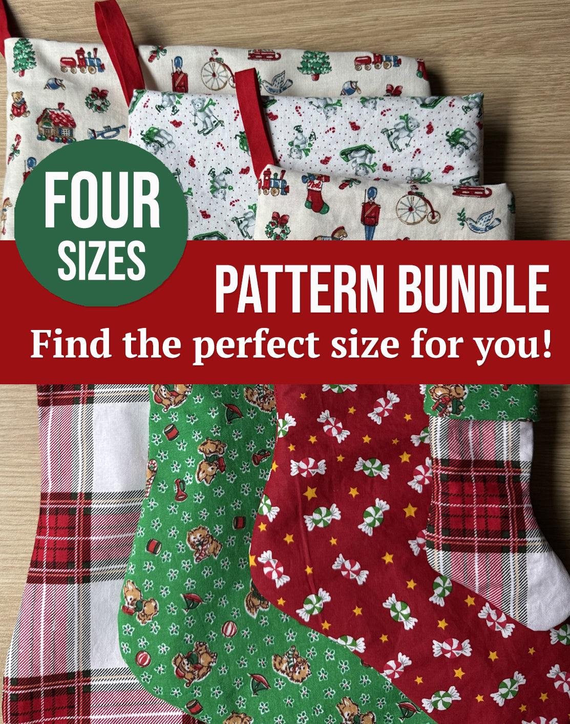 Christmas Stocking Sewing Pattern & Letter Bundle, Pattern for Christmas Letters, Christmas stocking pattern, Stocking Pattern Bundle, gift card stocking