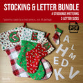 Christmas Stocking Sewing Pattern & Letter Bundle, Pattern for Christmas Letters, Christmas stocking pattern, Stocking Pattern Bundle, gift card stocking