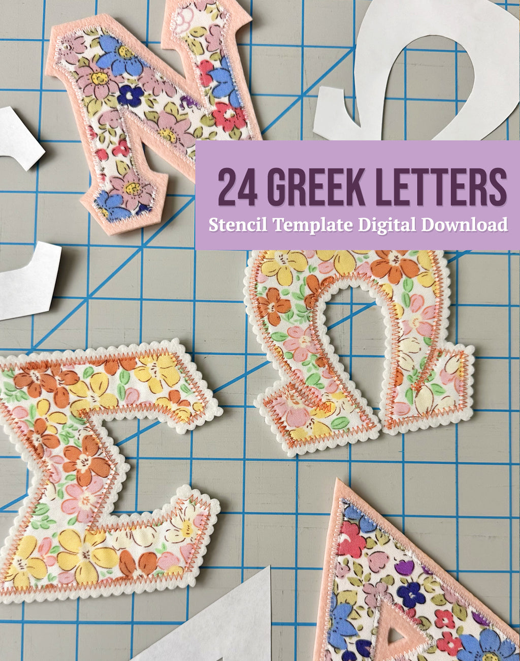 Greek Letter Stencil, Sorority Fraternity Fabric Letter Template, Digital Download, Rush week craft, Greek Letter Template