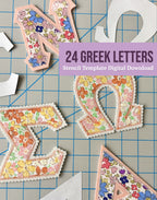 Greek Letter Stencil, Sorority Fraternity Fabric Letter Template, Digital Download, Rush week craft, Greek Letter Template