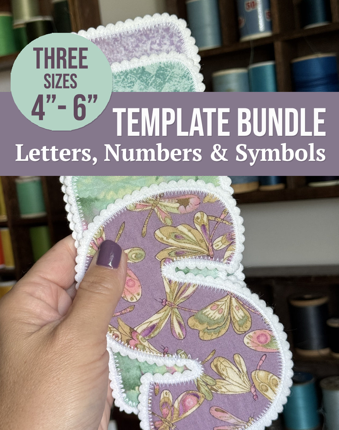 Rounded Appliqué Fabric Letters, alphabet sewing pattern, Numbers, Symbols Pattern (4-6", PDF, Video), Fabric Letter Name Banner, Download